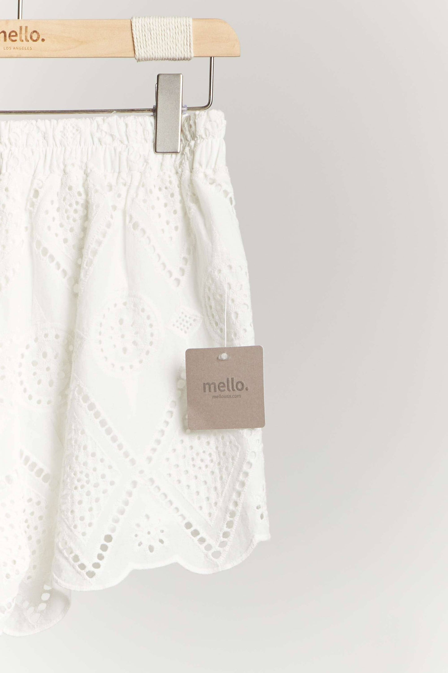 Elastic Waist Eyelet Shorts