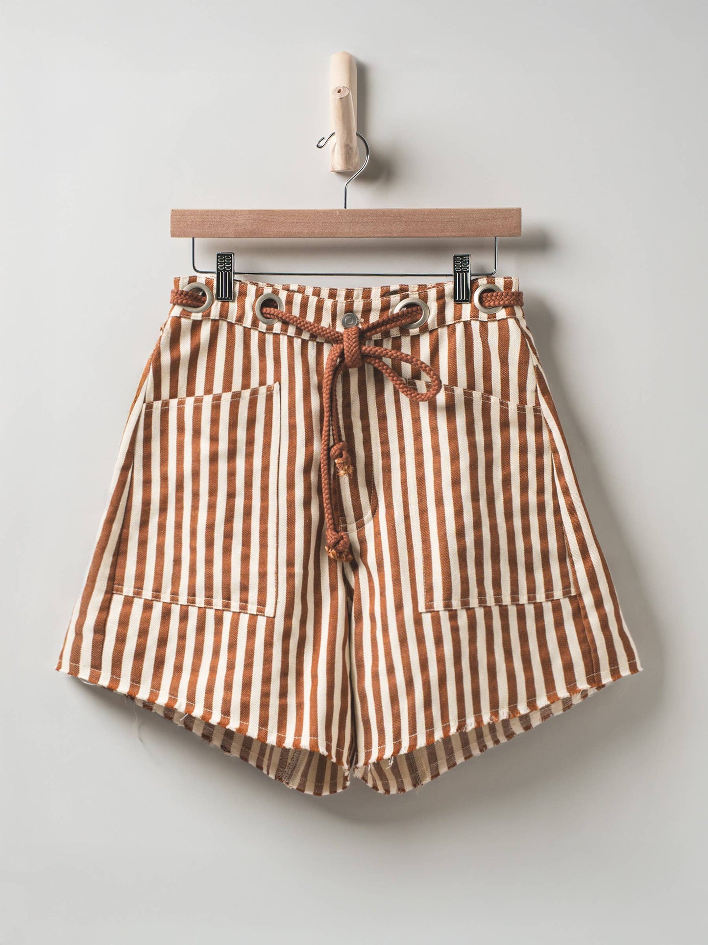 Striped High-Rise Denim Shorts