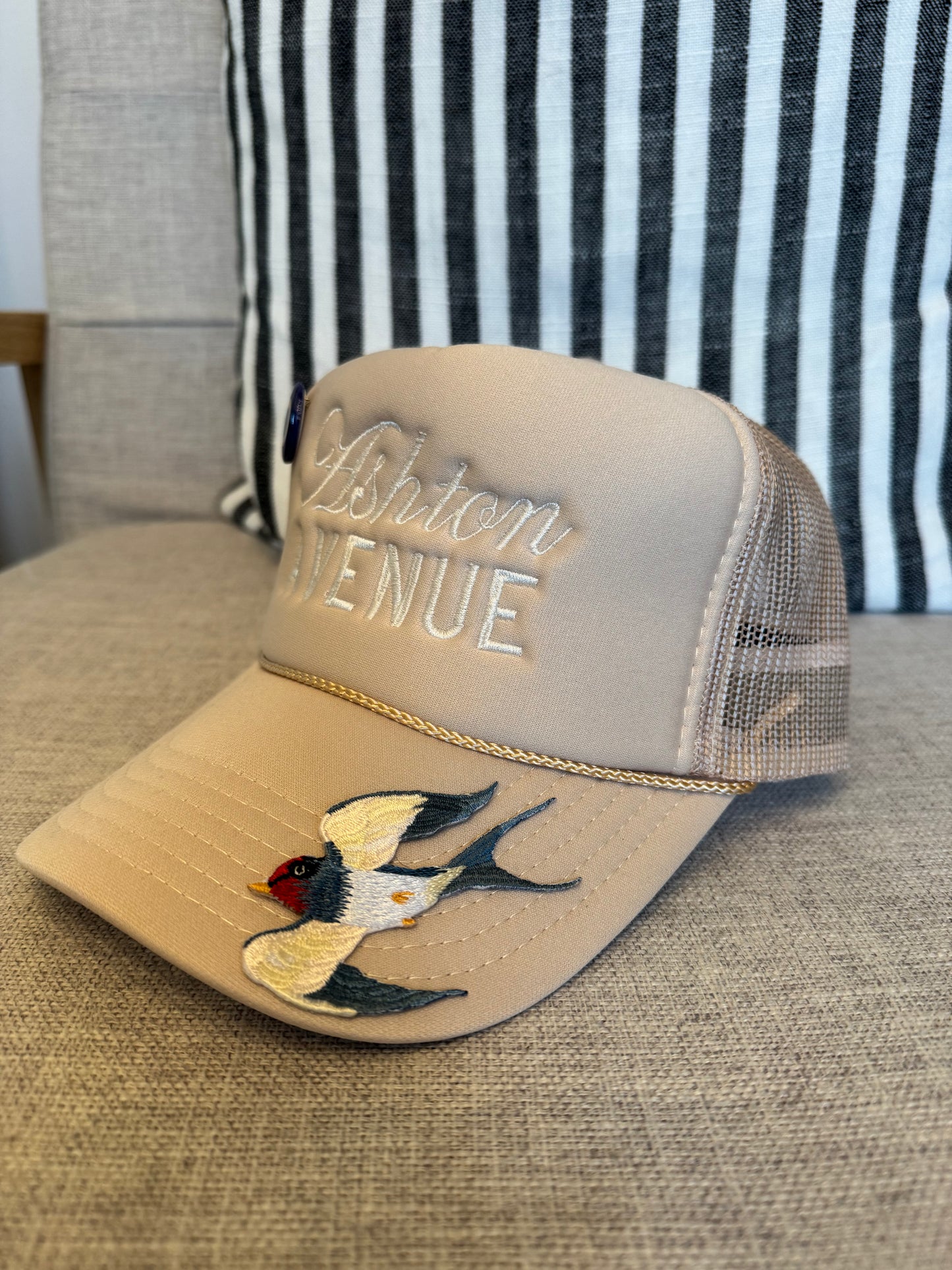 White/Blue Swallow Patch Trucker