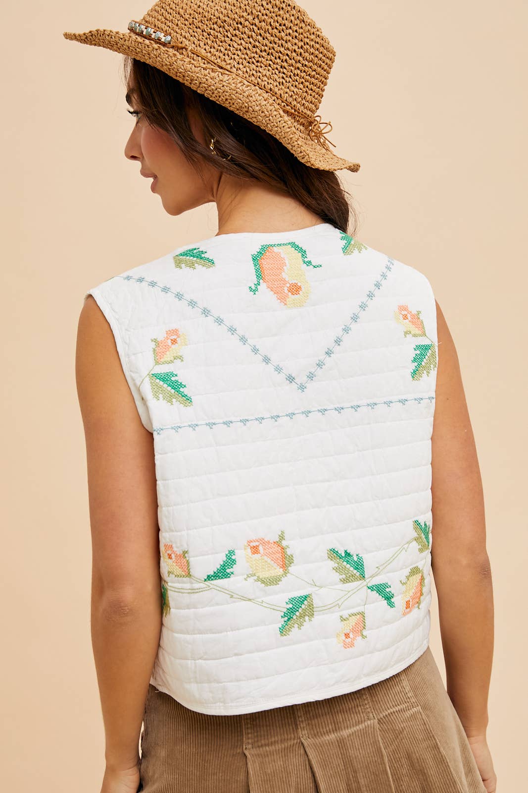 Quilted Embroidered Vest