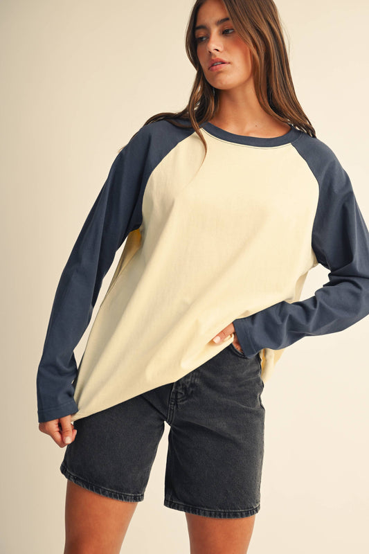 Contrast Raglan Long Sleeve Baseball Tee