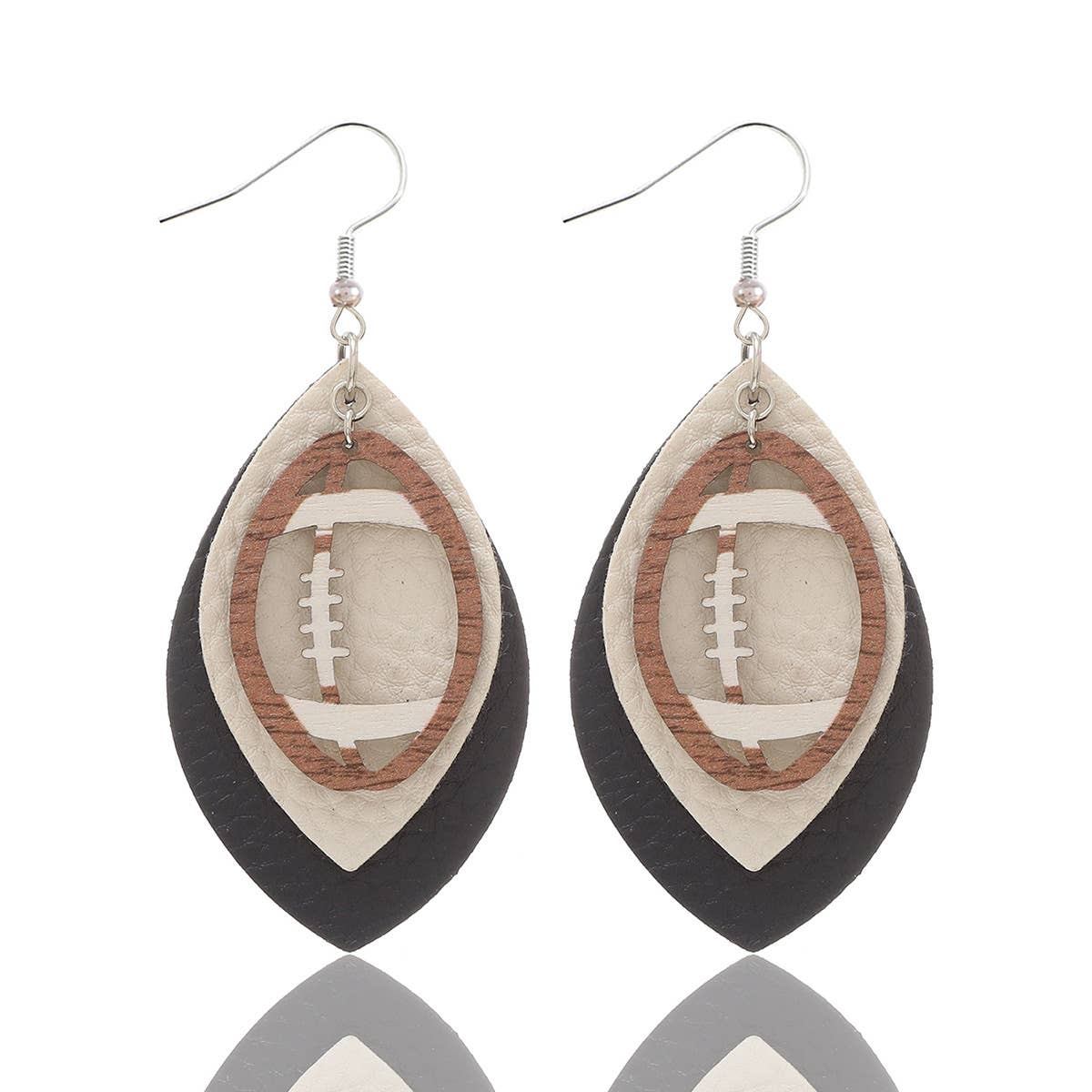 Chestnut Rugby Football Leather Drop Earrings