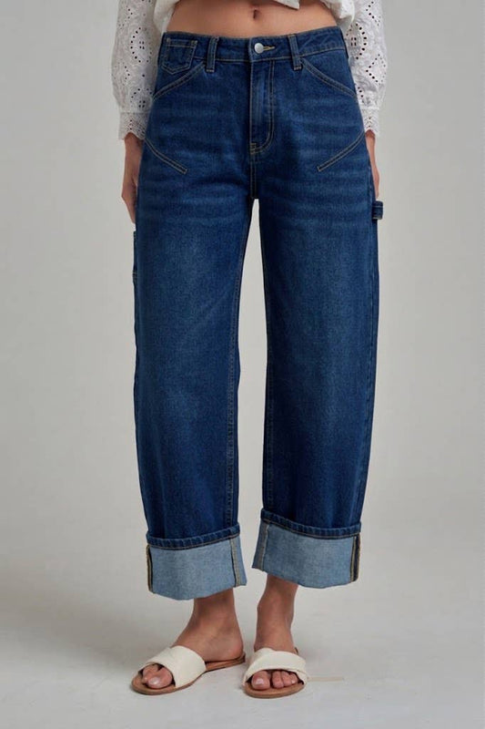 Cuffed Straight Denim