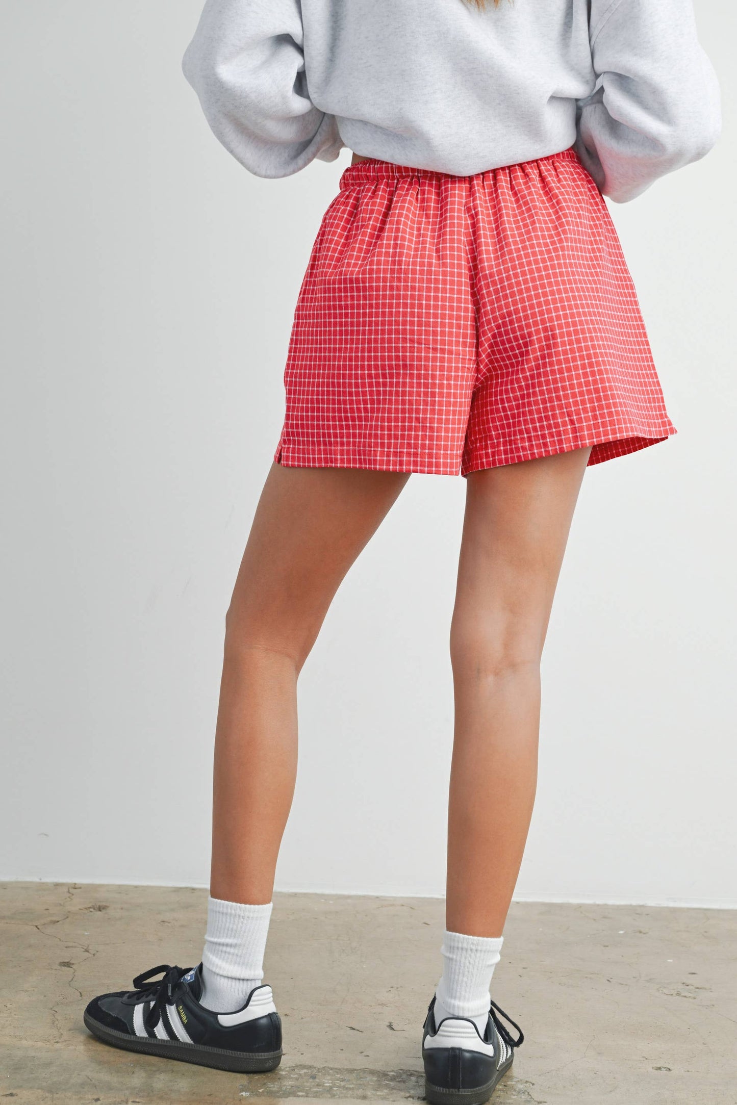 Elastic Drawstring Check Boxer Shorts