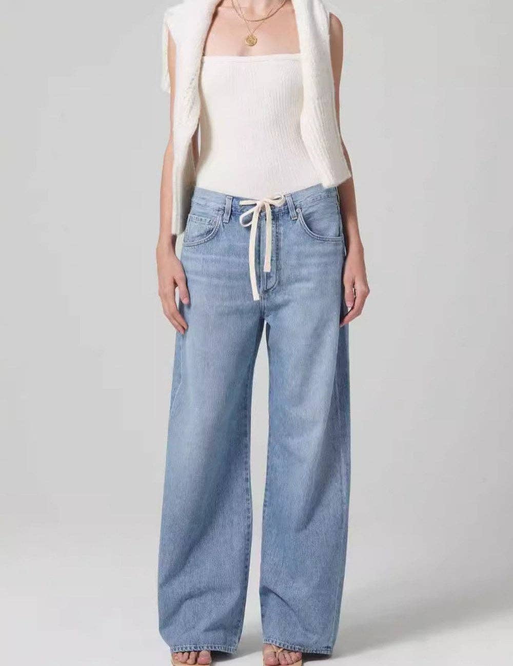 Loose Denim Pants Drawstring Jeans