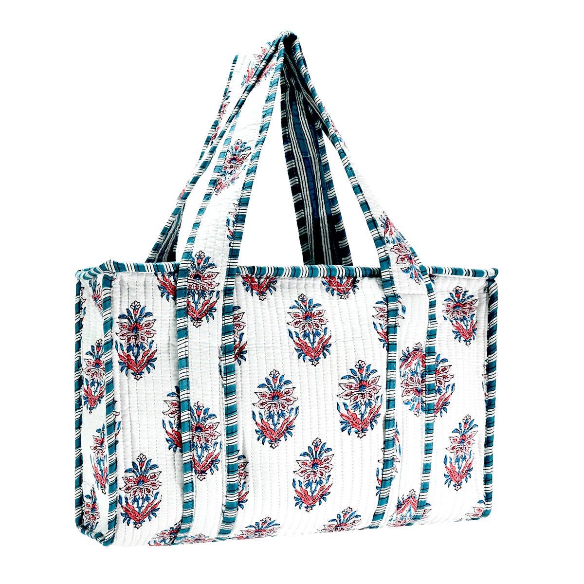 Cotton Block Print Tote Bag- Small
