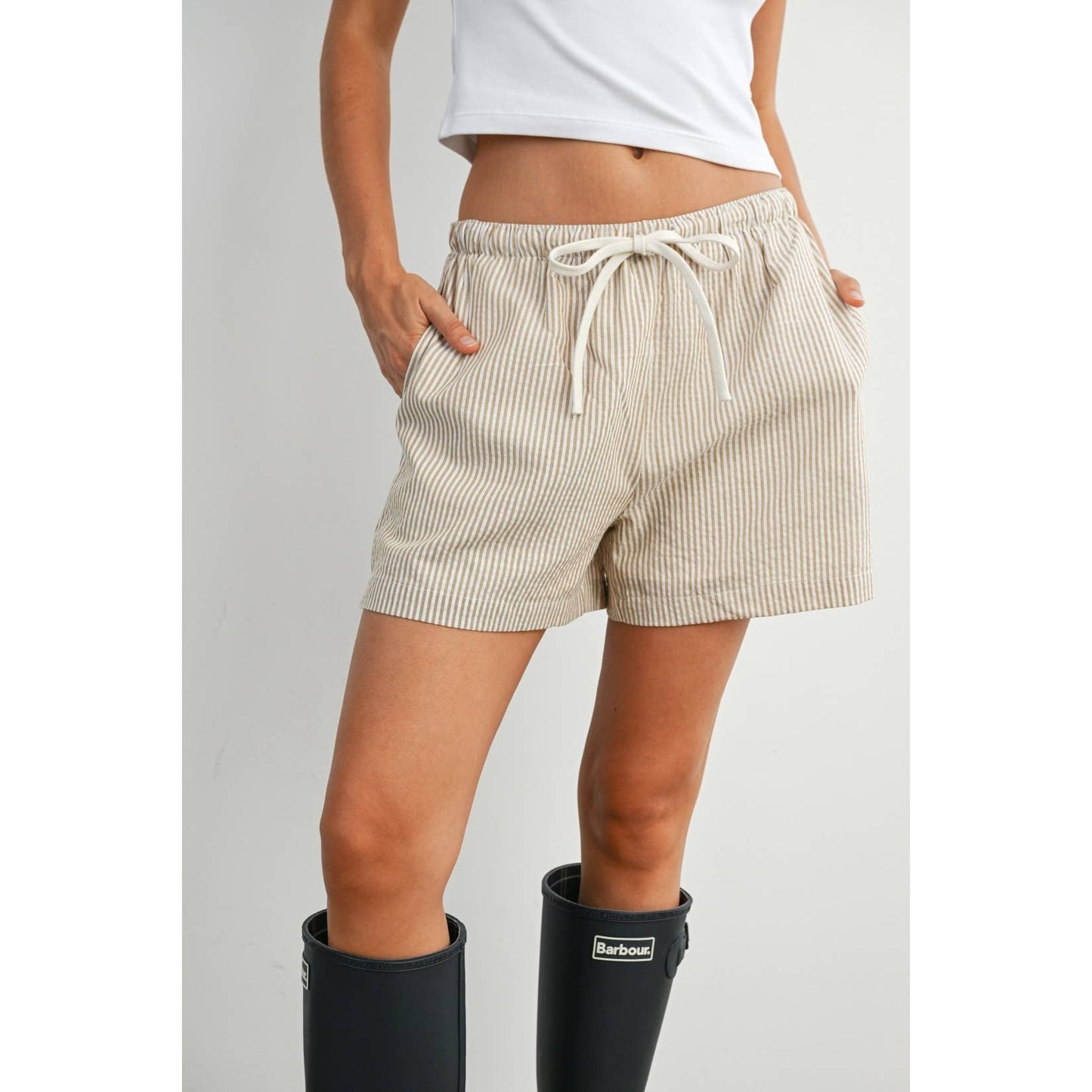 Casual Striped Drawstring Shorts