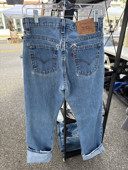 Vintage Levi's 501 Jeans Womens Blue Denim Cotton Button Fly Straight Leg