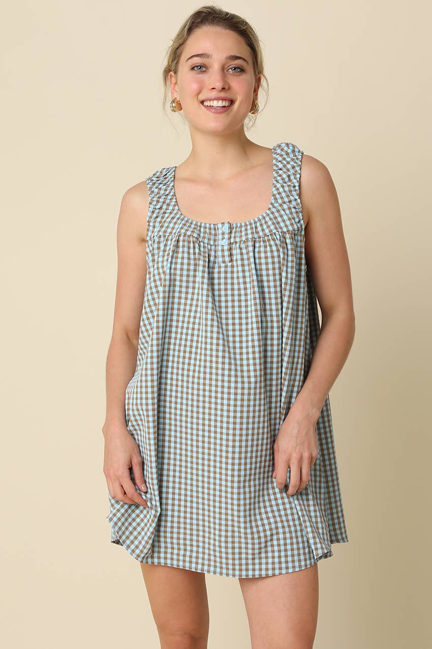 Randy Gingham Swing Mini Dress