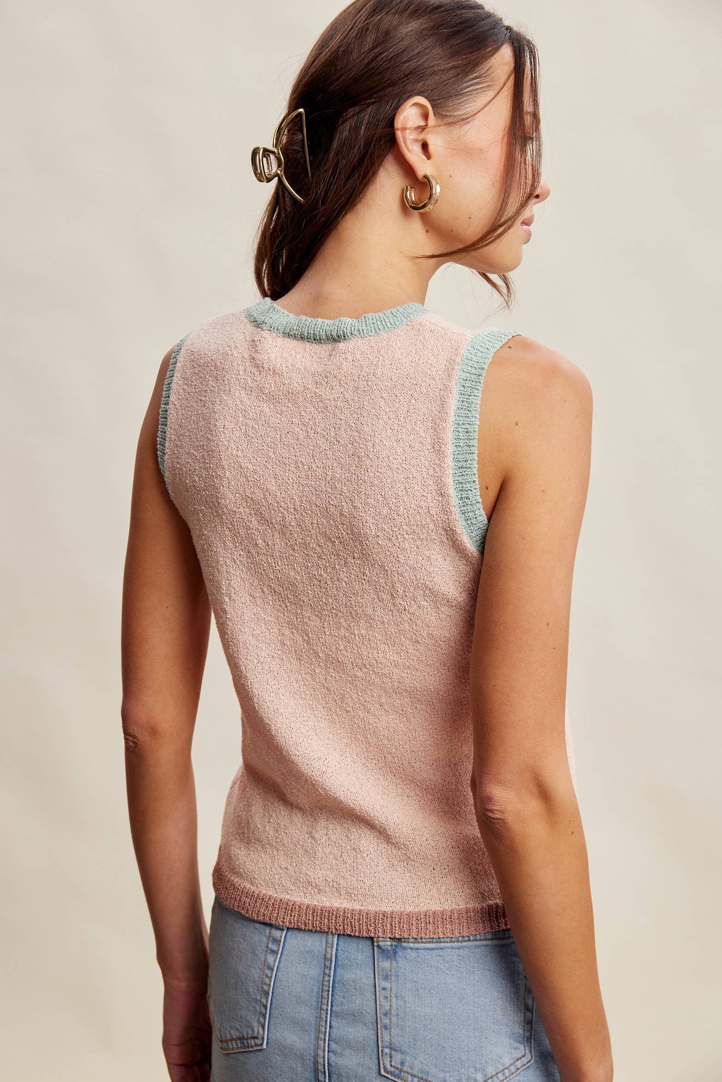 Embroidered Sleeveless Knit Tank Top