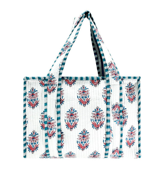 Cotton Block Print Tote Bag- Small