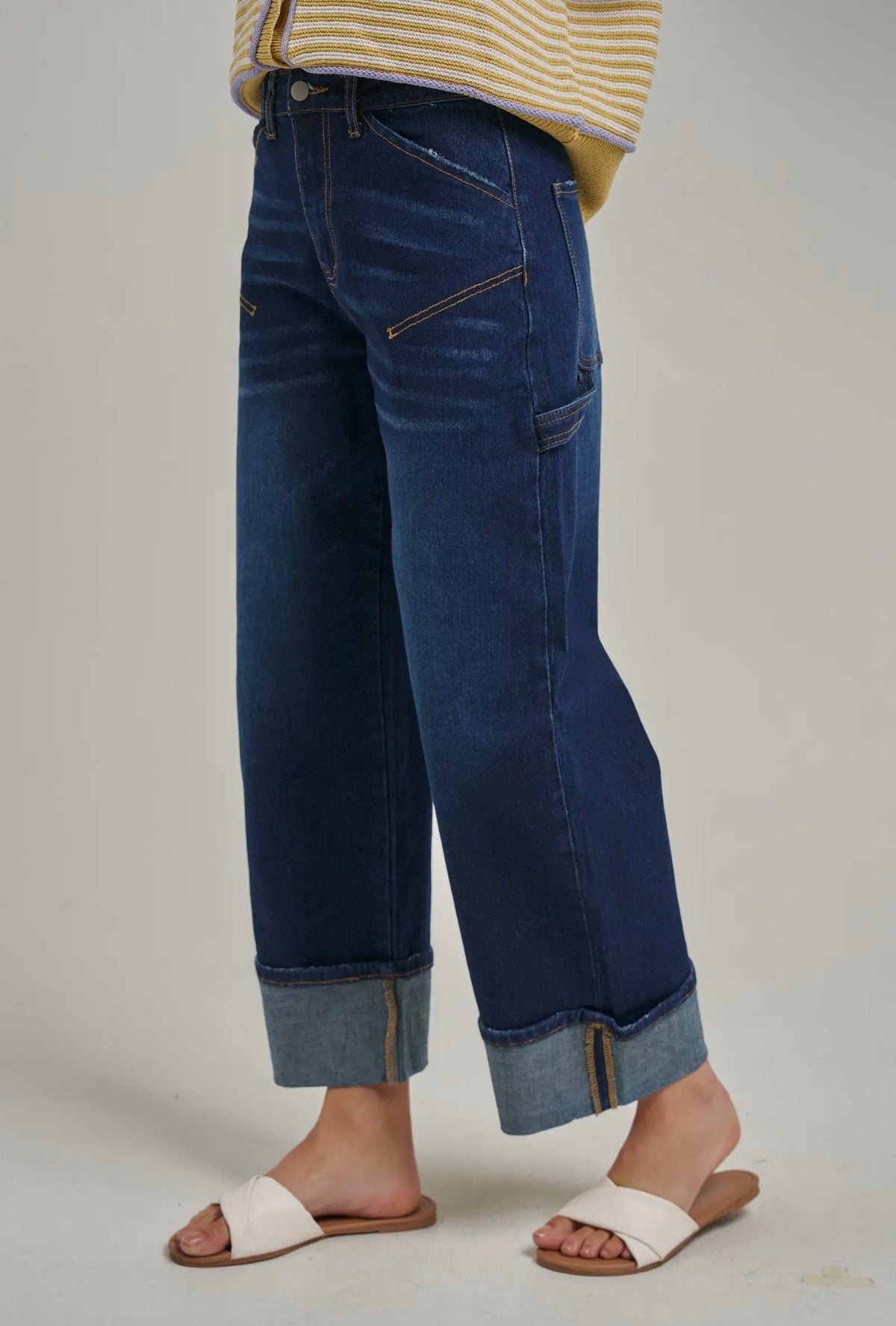 Cuffed Straight Denim
