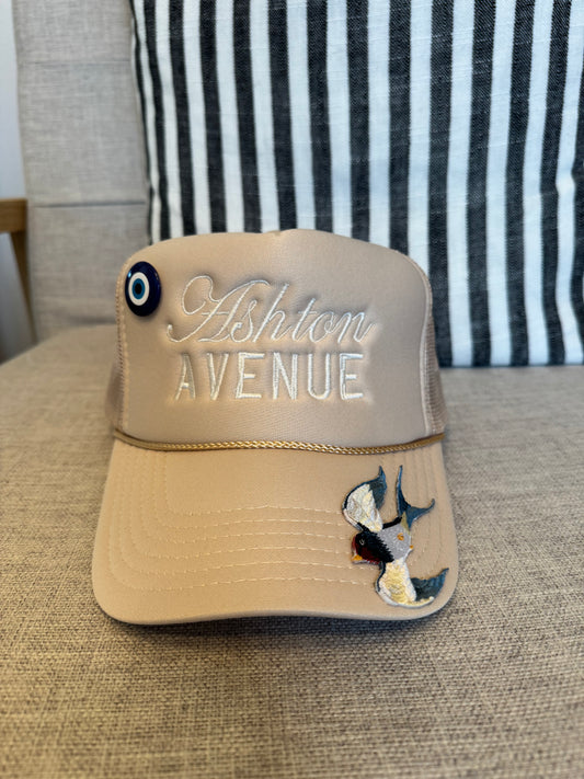 White/Blue Swallow Patch Trucker