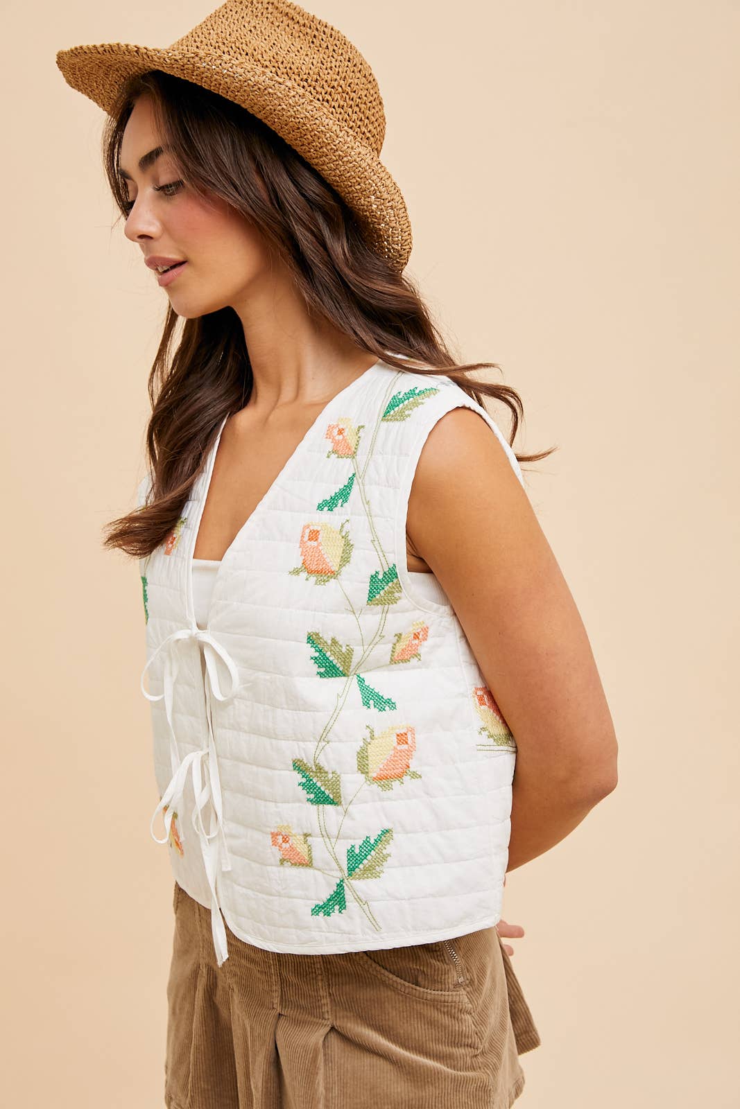 Quilted Embroidered Vest