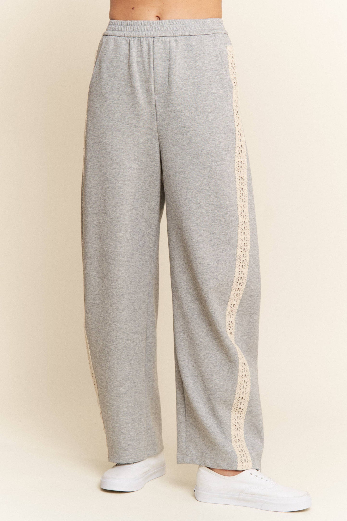 Crochet Trim Loose Fit Barrel Sweatpants
