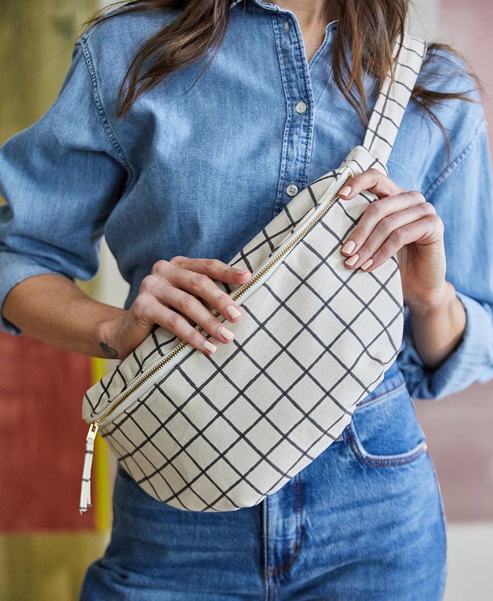 Block Print Grid Sling Bag