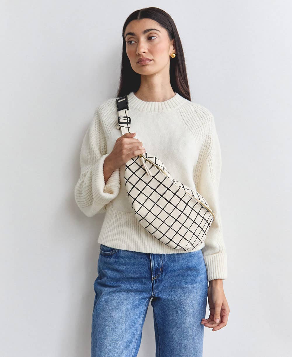 Block Print Grid Sling Bag
